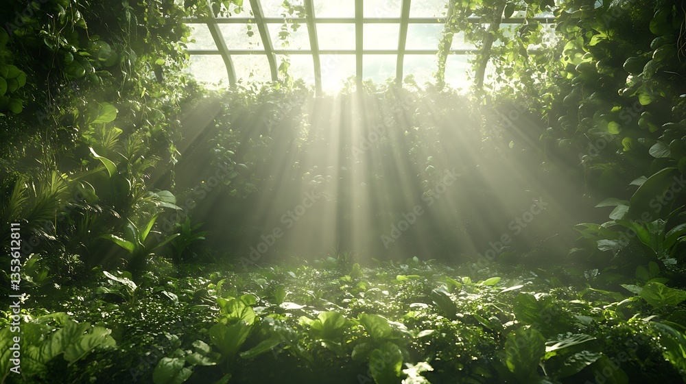 Leinwandbilder lush greenery illuminated by sunlight, creating a serene and tranquil atmosphere.