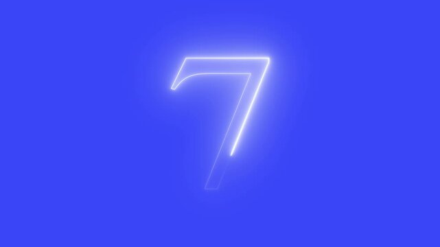 Abstract Neon text countdown 7 number illustration background.