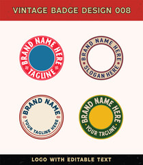Vintage badge logo design template with editable text for clothing and apparel or etc