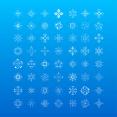Set White Colleciton Line Snowflake Winter Decoration Elements Vector Design Style