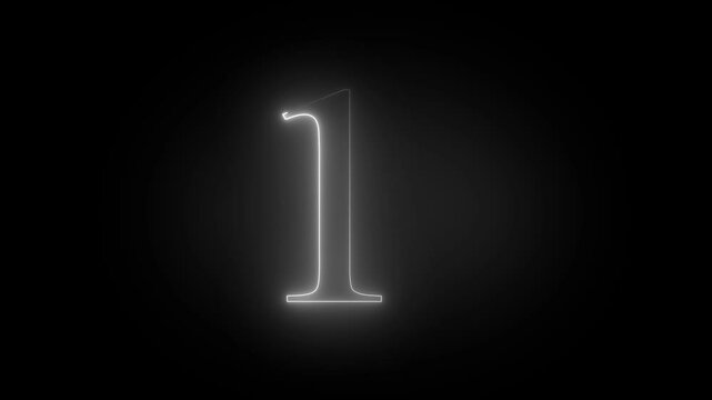 abstract neon text countdown 1 number illustration background.