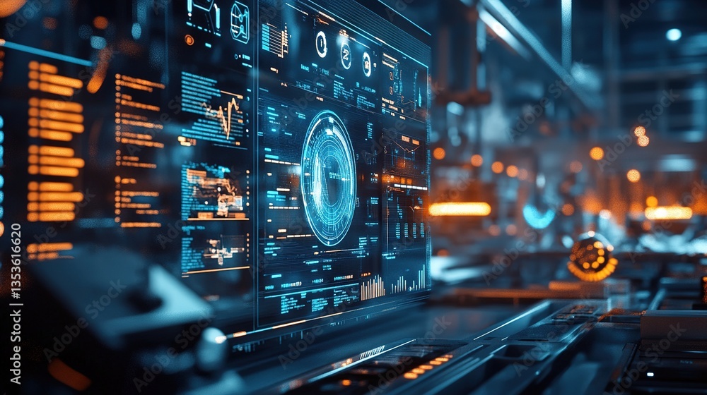 Poster advanced industrial technology interface with data visualization tools