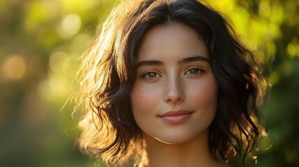 Fototapeta premium Portrait of Healthy Woman with Natural Beauty and Soft Expression