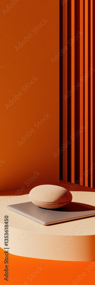 Poster minimalist tech productivity sleek wireless presenter device on modern metallic notebook - hybrid wo