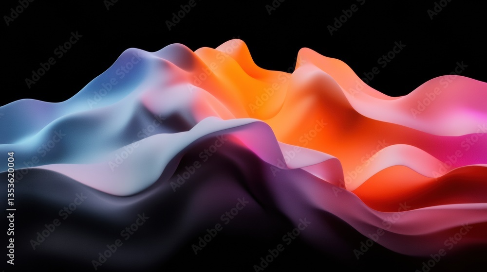 Poster Fluid Digital Dynamics Immersive Data Visualization Landscape Revealing Complex Analytics through Gradient Wave Topography for Next-Gen Business Intelligence