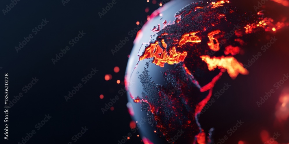 Fototapete Immersive Digital Connectivity AI-Powered Global Network Visualization with Glowing Geospatial Data Mapping for Future-Ready Remote Work Strategies