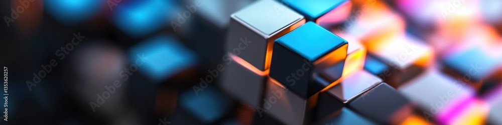 Fototapete Hyperconnected Blockchain Visualization Quantum-Inspired Digital Network Cubes Revealing Next-Gen Financial Technologys Secure Transactional Paradigm