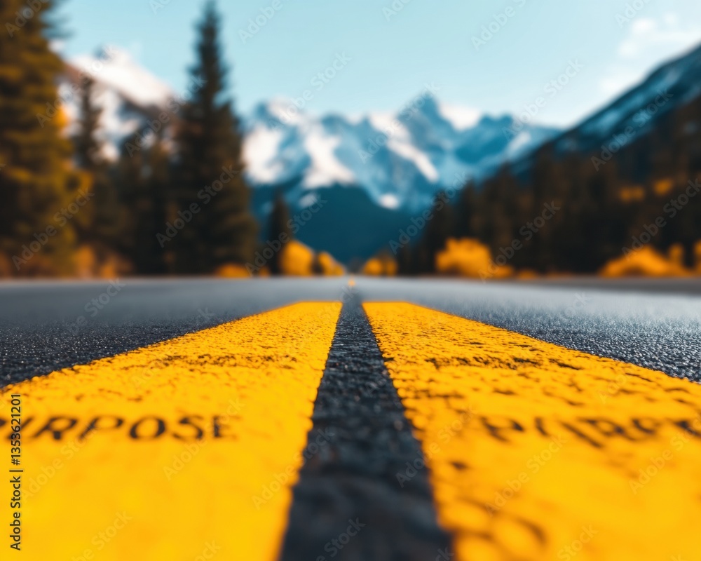 Poster mountain road to purpose mindful journey visualization for next-gen strategic branding and transform