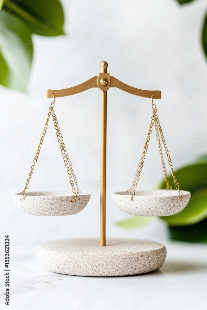 Poster mindful balance minimalist work-life harmony scale in soft neutrals - holistic productivity and well