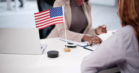 Young African woman meets with lawyer