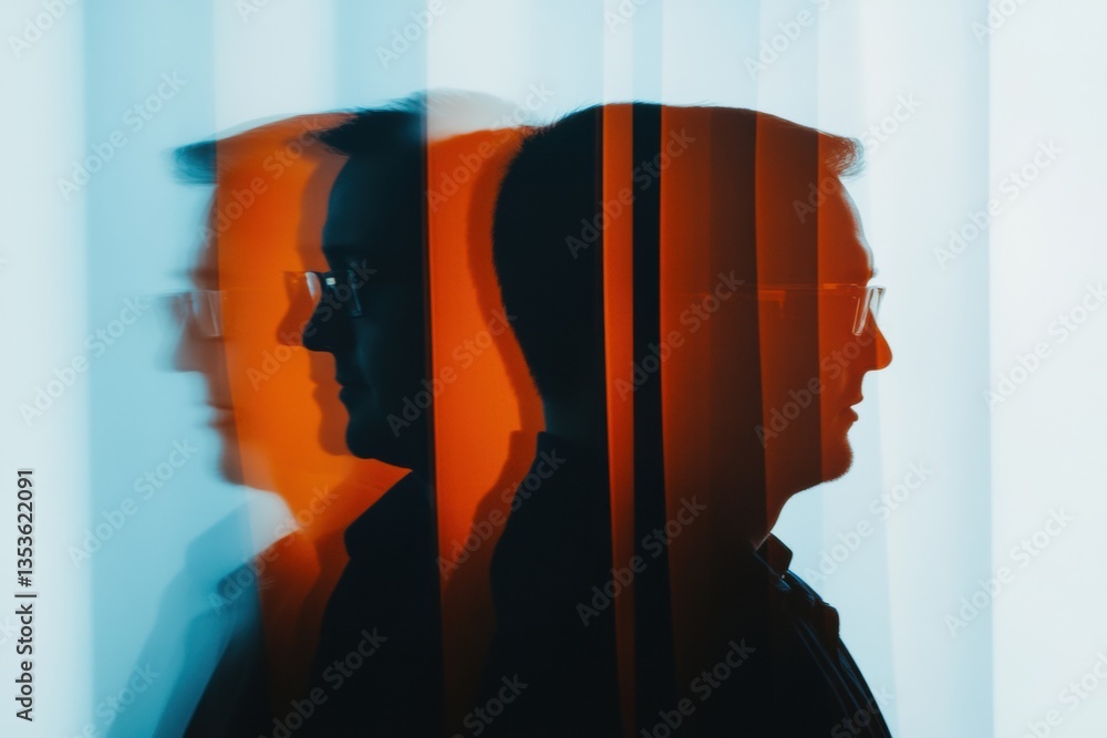 Poster immersive digital identity exploration layered silhouette reveal of multidimensional professional pe