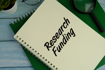 Research funding on white paper background 