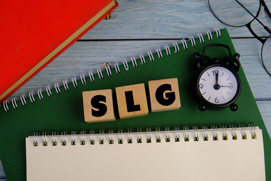 word Service Level Guarantee or SLG on the colorful wooden block. business concept. 