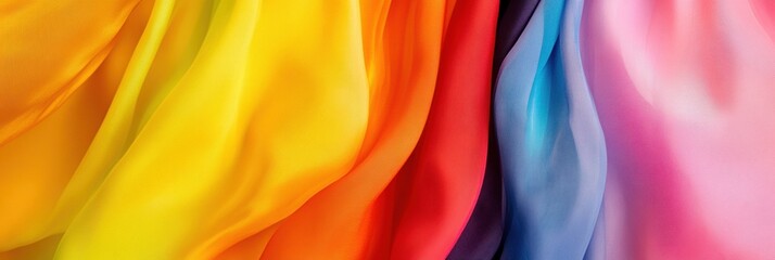 Obraz premium Chromatic Flow Vibrant Textile Design Inspiration - Dynamic Rainbow Fabric Texture for Creative Marketing, Digital Content, and Craft Innovation