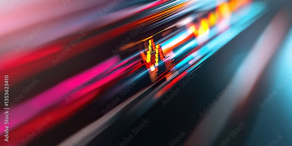 Poster Dynamic Fintech Flow Cutting-Edge Digital Wealth Visualization with Vibrant Motion Blur - Next-Gen Investment Performance Analytics and Financial Innovation