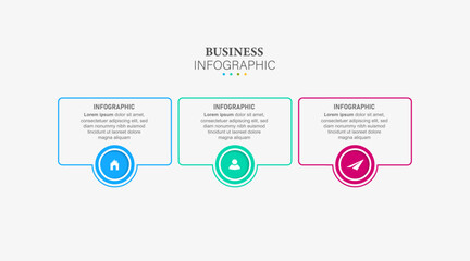 Presentation business infographic template icons with 3 options.
