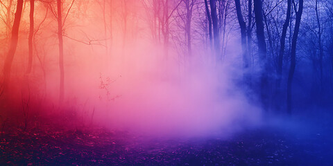 Obraz premium Spooky Halloween Costume Party Wallpaper Background with Fog Machines and Haunting Atmosphere