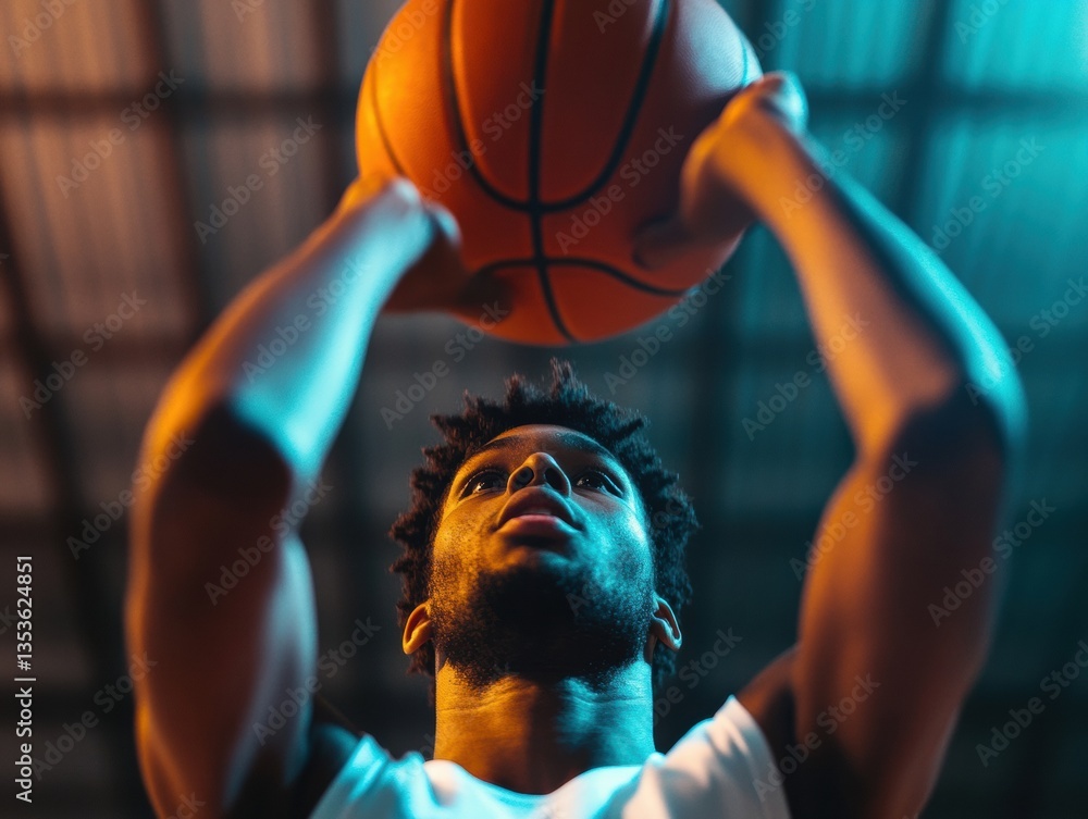 Poster dynamic youth basketball high-performance gen z athletes capturing competitive edge in immersive ind