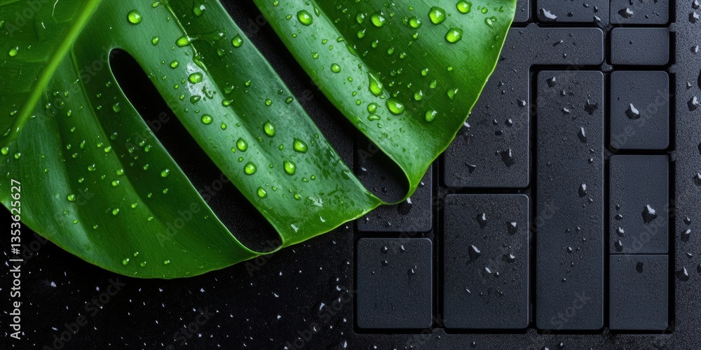 Aufkleber eco-tech harmony sustainable digital innovation meets natures resilience - green computing macro vis