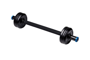 Fototapeta premium Black Barbell with Weight Plates Isolated on png Background