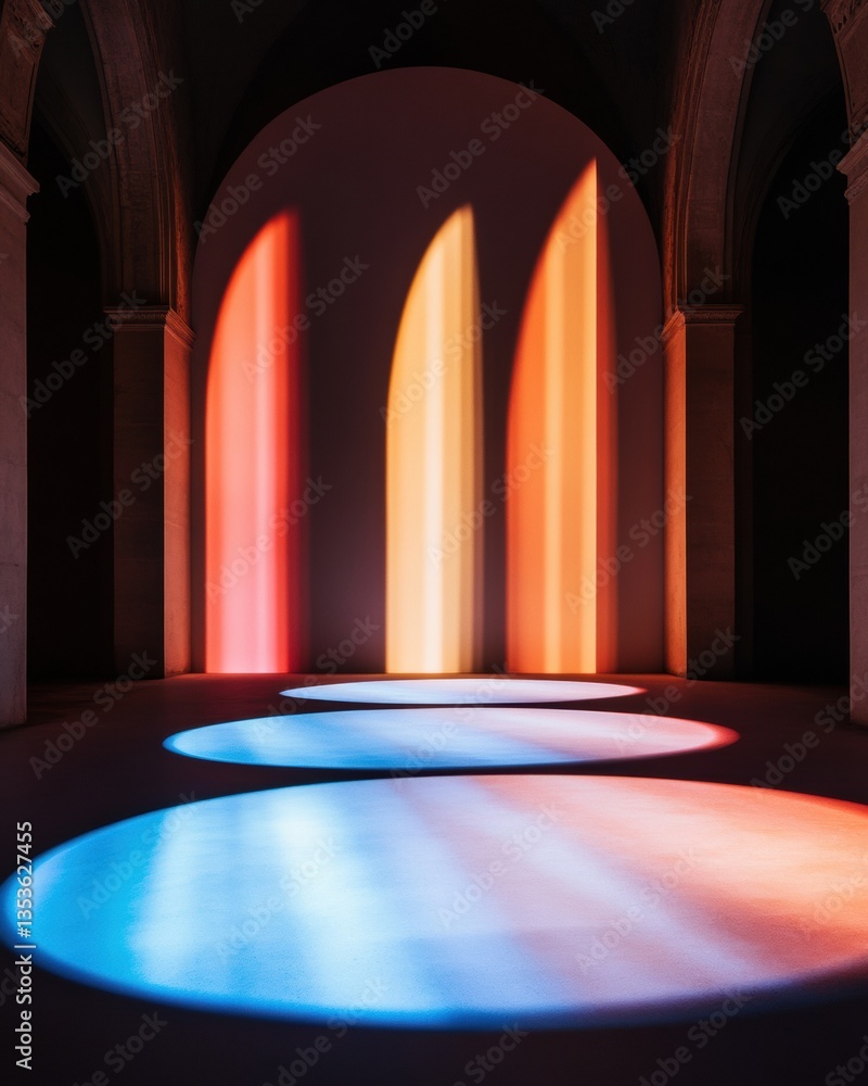 Aufkleber Immersive Light Architecture Neo-Minimalist Digital Stage Design Exploring Chromatic Spatial Transitions for Experiential Marketing and Sensory Branding Innovations