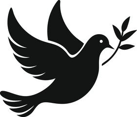 Peace Dove Silhouette | Flying Bird, Olive Branch, Freedom Symbol, Vector