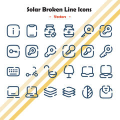 Solar Broken Line Icons Collection