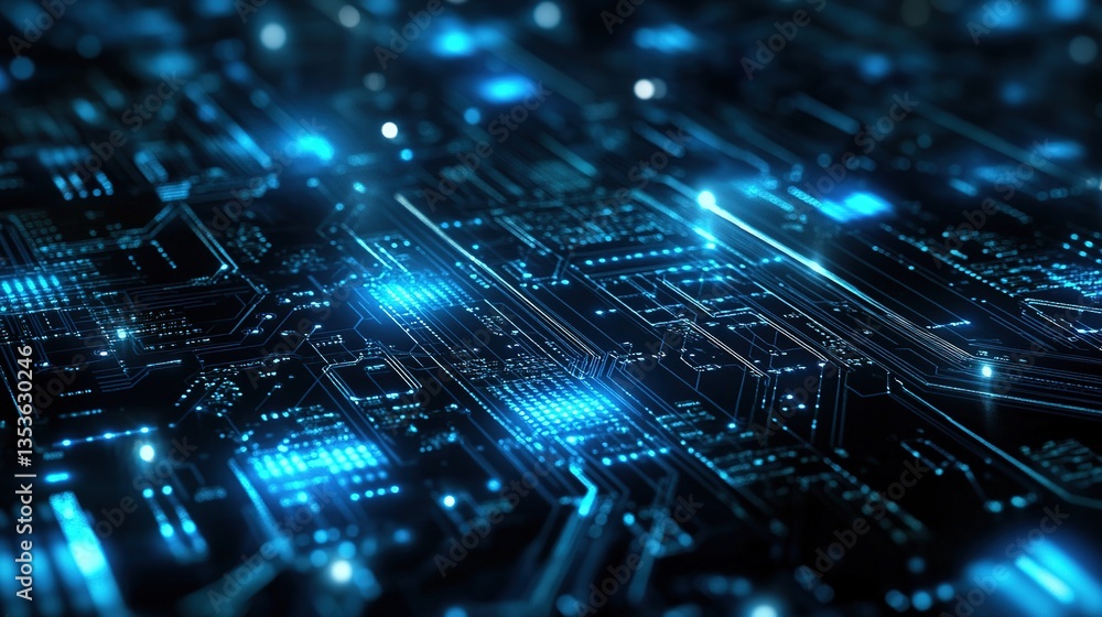 Aufkleber abstract digital circuitry design with glowing elements
