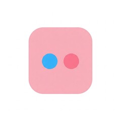 Flat Flickr icon with two dots, pink and blue, no background, clean vector