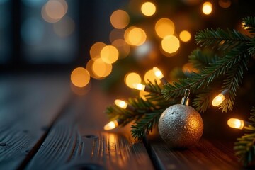 Warm golden holiday lights on a soft blurred background with bokeh effect, magical, merry, festive
