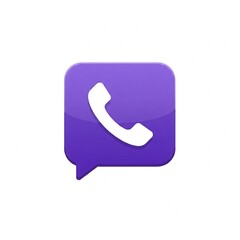 Flat Viber phone chat icon, purple and white, no background, clean vector