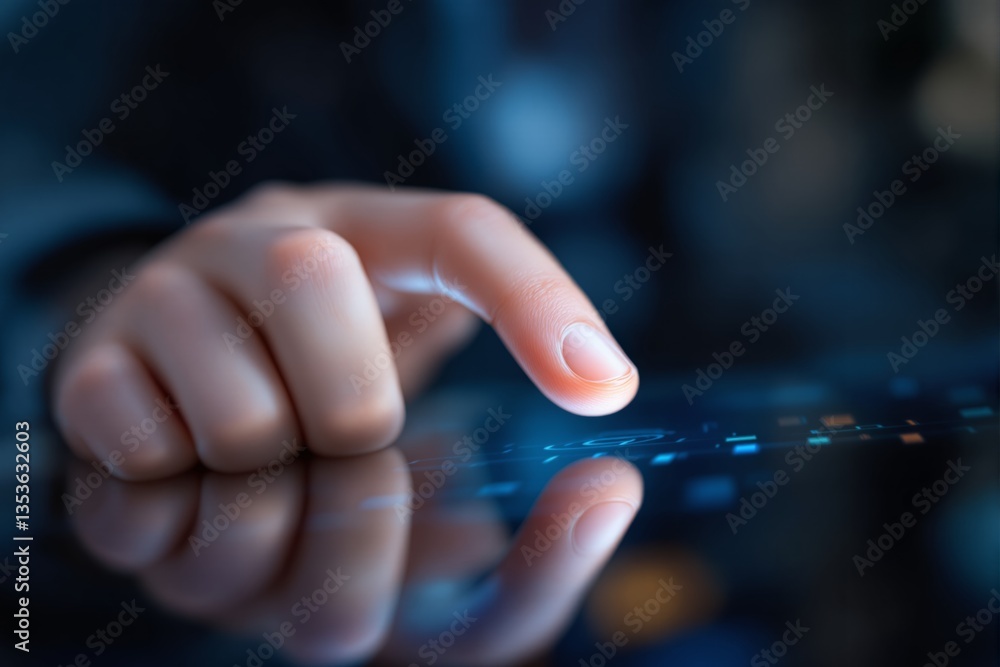 Poster close-up of a finger touching a digital screen.