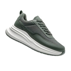 Trendy Dark Green Sneakers with Sleek Design Isolated on Transparent Background