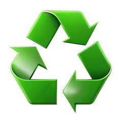 A vibrant green threearrow recycling symbol design illustration representing environmental sustainability and waste reduction initiatives isolated on white or transparent background