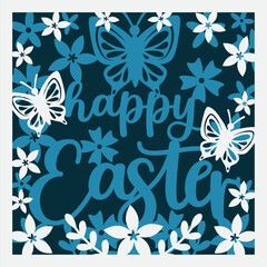 Happy Easter 3D paper cut template, Easter shadow box, greeting card 