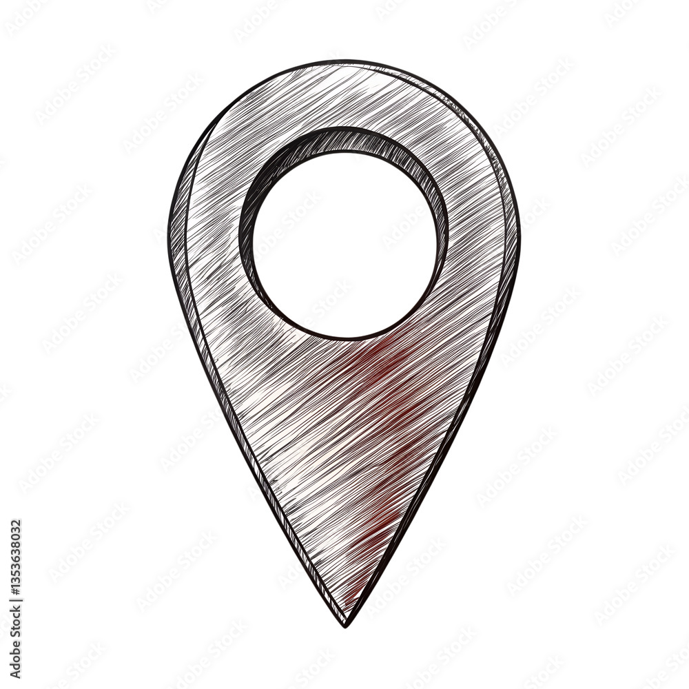 Poster hand drawn sketch style map pointer location icon graphic design element isolated on white or transp