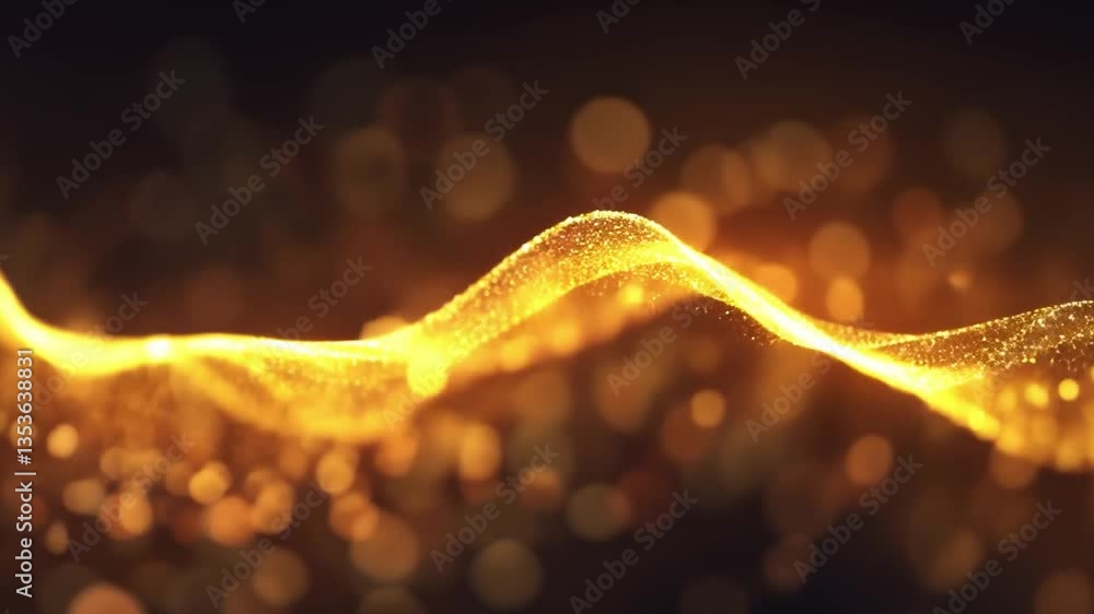Poster shimmering golden wave of light mesmerizing background of sparkling particles and bokeh elegance in 
