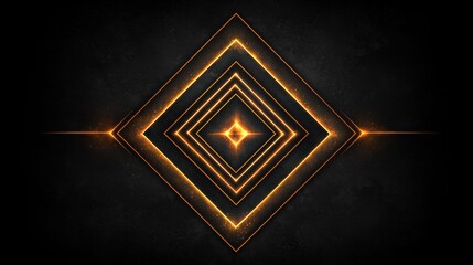 Obraz premium A digital art piece featuring a diamond-shaped pattern with a star at its center, surrounded by orange lines and set against a black background.