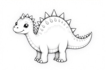 Naklejka premium Cute cartoon dinosaur illustration for coloring, suitable for girls, on white background