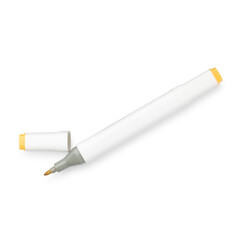 One double-sided marker pen on white background, top view