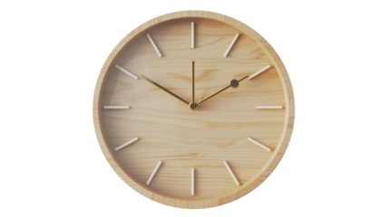 Round Wall Clock Showing Time on PNG Transparent Background
