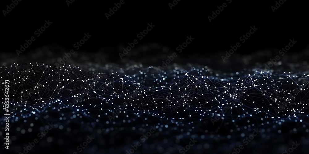 Poster ethereal wave: a mesmerizing abstract visualization of a cosmic wave, undulating and sparkling again