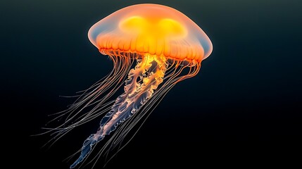 Orange jellyfish underwater ocean. (1)