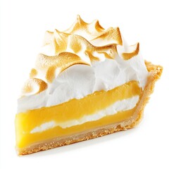 Lemon meringue pie slice, delicious dessert.