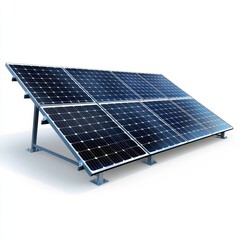 Solar panel array, clean energy source, sustainable technology, white isolate background.