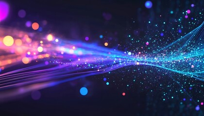 Digital Abstraction: A vibrant display of interconnected data streams flows and merges, painted with an ethereal quality and glowing effects. The artwork suggests the rapid evolution of technology.