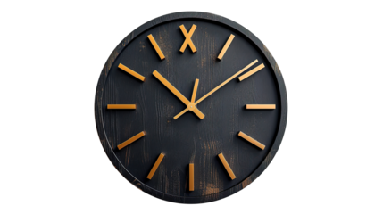 Wall Clock Time Isolated on PNG Transparent Background
