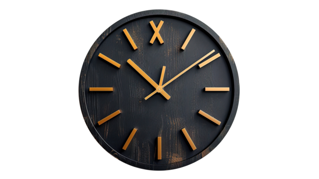 Wall Clock Time Isolated on PNG Transparent Background

