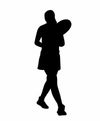 Silhouette of Sporty Woman Holding Tennis Racket