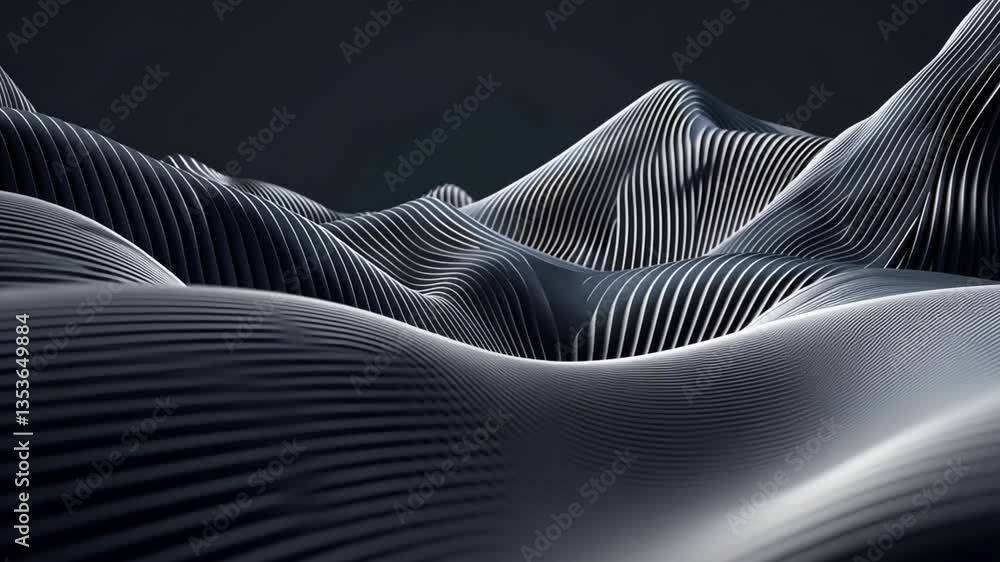 Poster mesmerizing abstract landscape of smooth waves and intricate lines, showcasing patterns that evoke d
